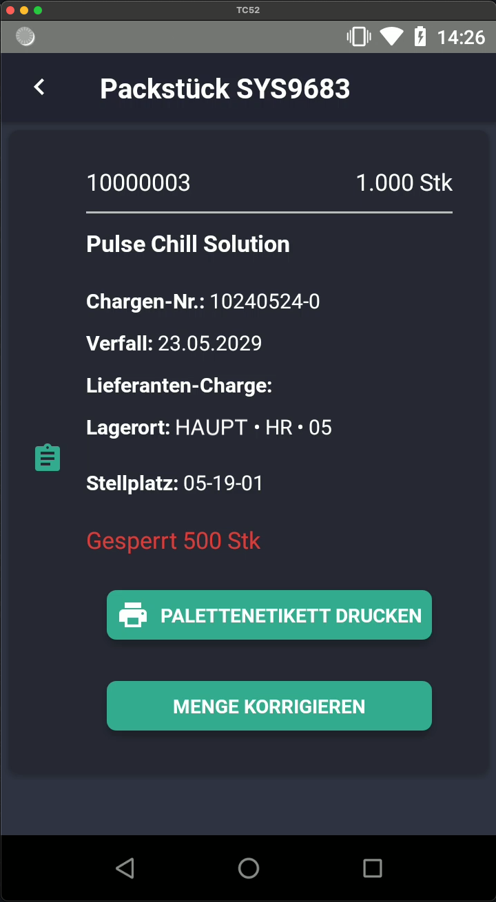 Screenshot: Aktualisierte Details mit neuer Menge