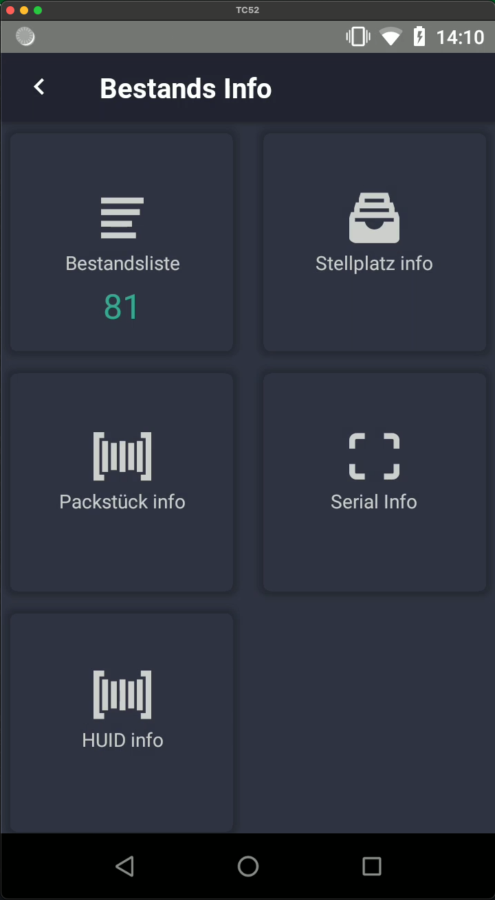 Screenshot: Bestands Info Modulübersicht