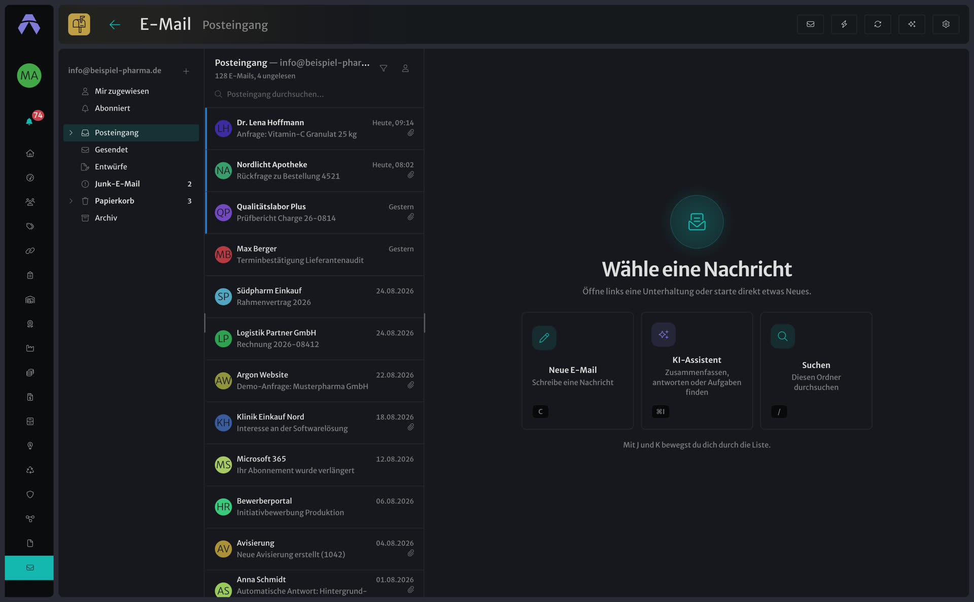 Posteingang im E-Mail-Client