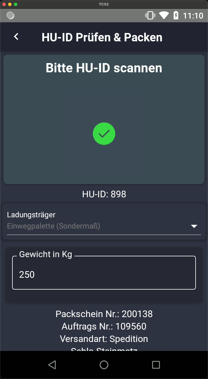 Packer Gewichtserfassung