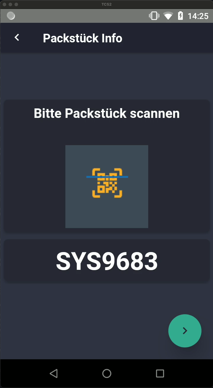 Screenshot: Gescanntes Packstück SYS9683