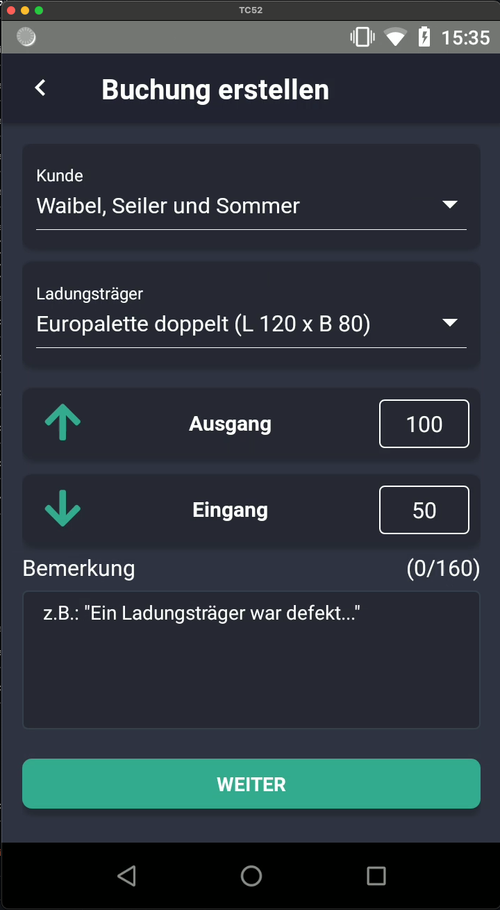 Screenshot: Buchung erstellen mit Detaileingabe