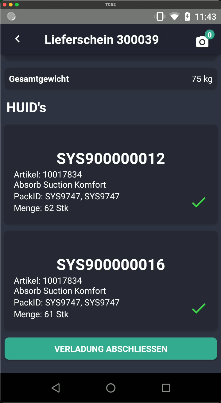 Verladung Abschluss