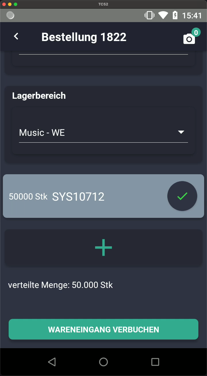 Wareneingang Bestand verbuchen