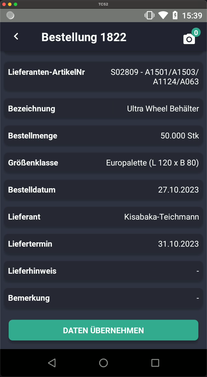 Wareneingang Bestellung Details