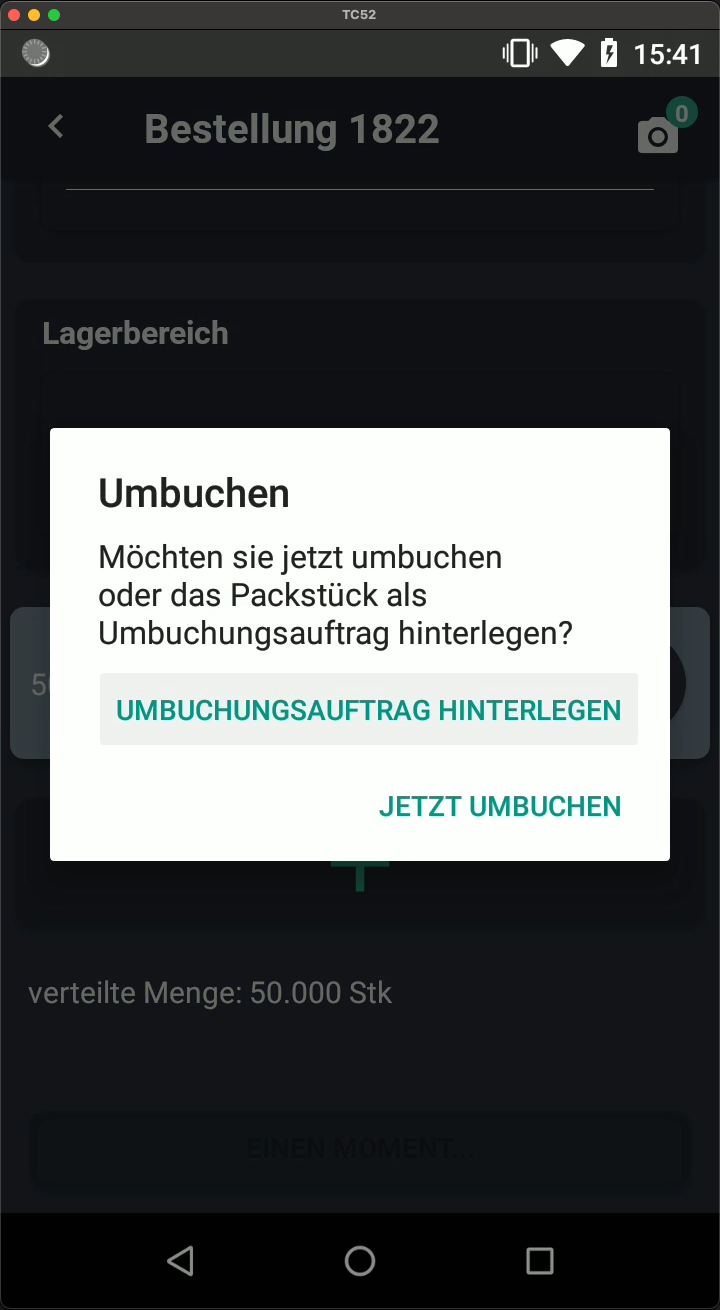 Wareneingang Umbuchung Option